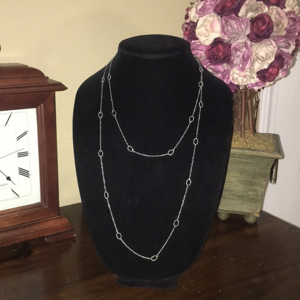 Women’s long silver link necklace